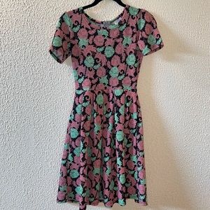 XS Pink/Green LuLaRoe Amelia Dress
